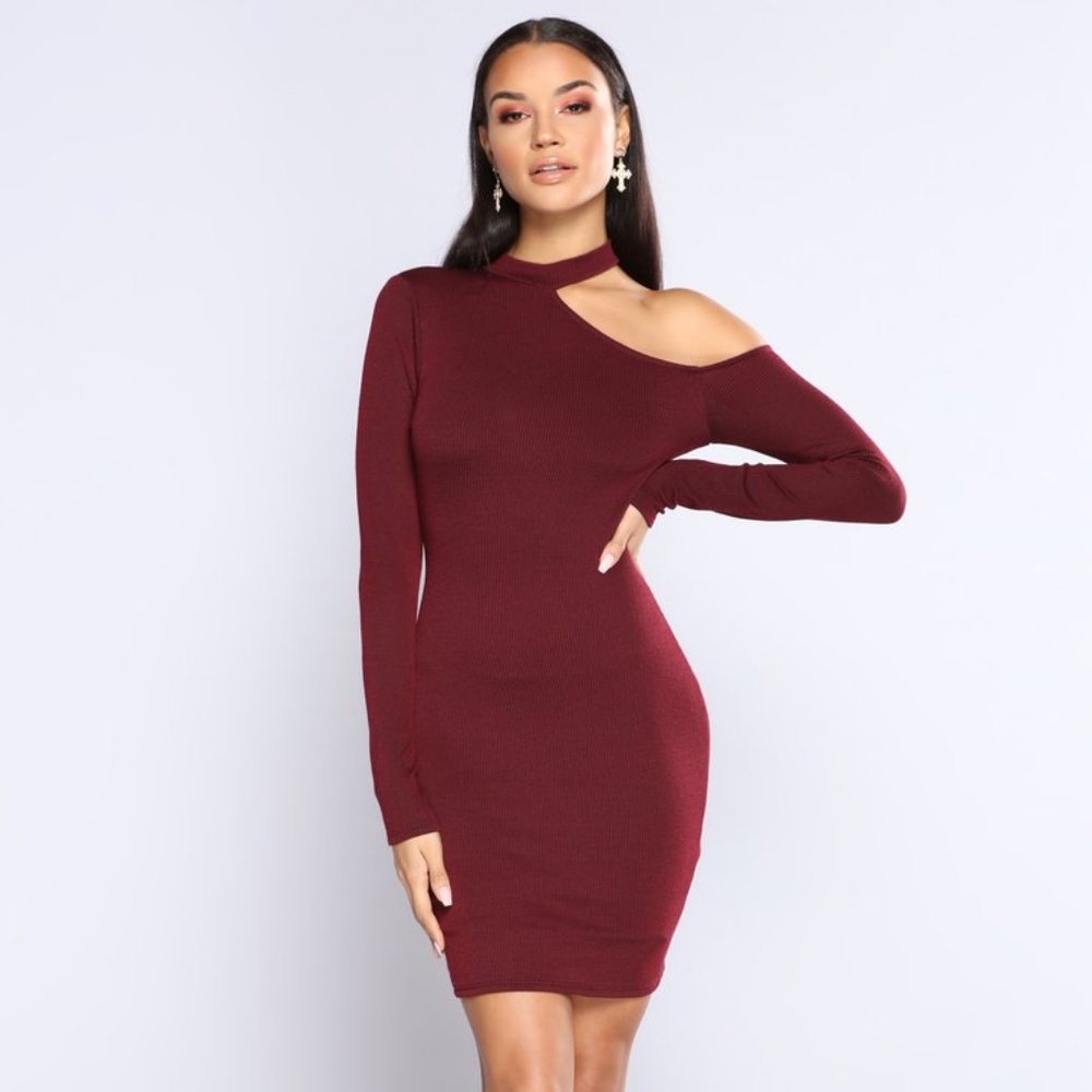 Fashion Nova - Shoulder Shade Mini Dress - Plum